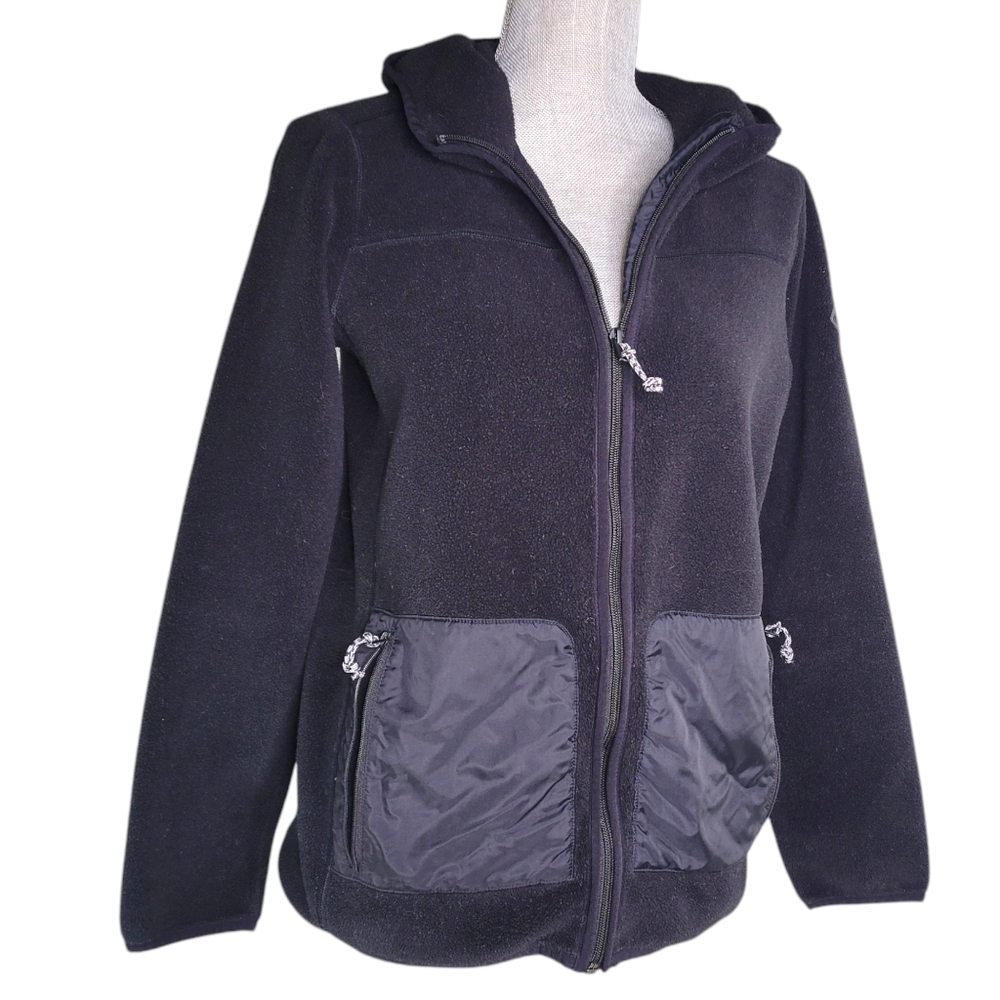 Burton Women's Anouk True Black Full Zip Fleece Hoodie Jacket Patch Pockets Sm